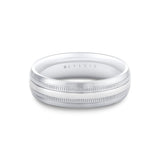 Heritage Polished Men's Band with Center Double Milgrain Groove Lines - Titus