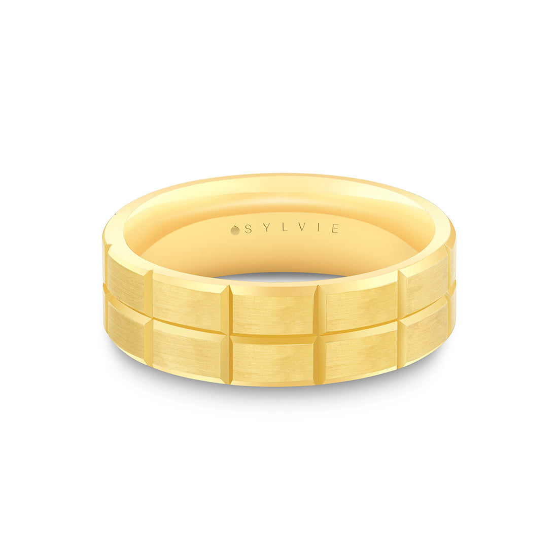 Heritage Polished Men's Band with Vertical Groove Lines - Uzair