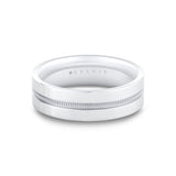 Heritage Polished Center Channel Men's Band with Double Groove Lines and Milgrain Edges - Vere