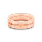 Heritage Polished Center Channel Men's Band with Double Groove Lines and Milgrain Edges - Vere