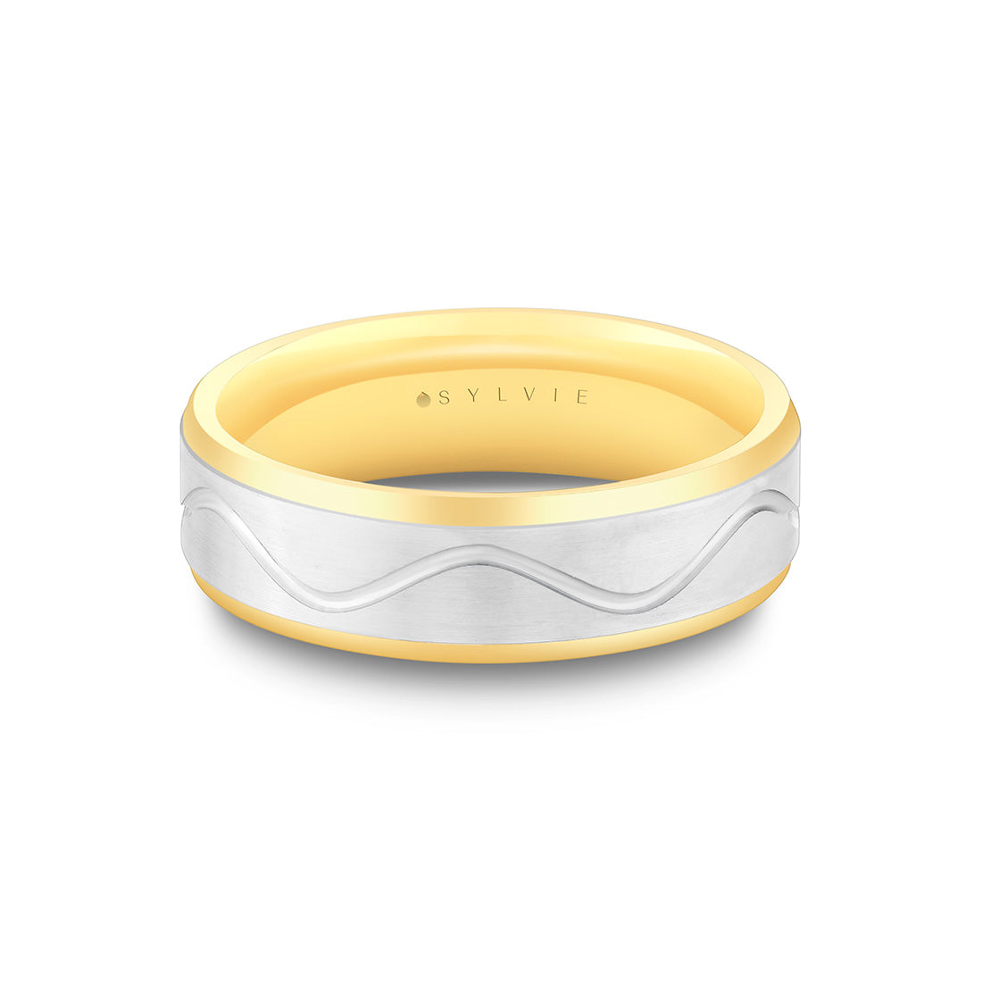 Heritage Polished Men's Band with Raised Brushed Faceted Center Channel - Yuri