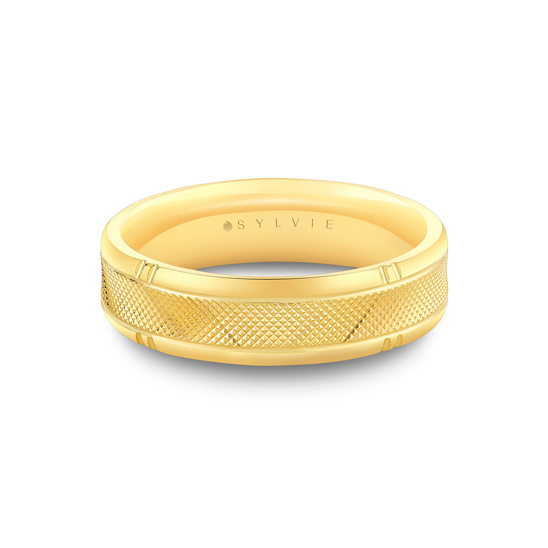Heritage Brushed Center Channel Men's Band with Curved Center Groove Line - Zev
