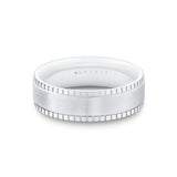 Heritage Knurled Center Channel Men's Band with Double Groove Lines and Milgrain Edges - Xerxes