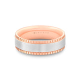 Heritage Knurled Center Channel Men's Band with Double Groove Lines and Milgrain Edges - Xerxes