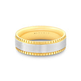 Heritage Knurled Center Channel Men's Band with Double Groove Lines and Milgrain Edges - Xerxes
