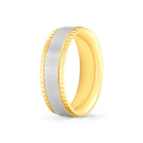 Heritage Knurled Center Channel Men's Band with Double Groove Lines and Milgrain Edges - Xerxes
