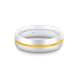 Heritage Brushed Center Channel Men's Band with Fluted Edges - Yeremiah