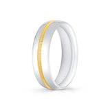 Heritage Brushed Center Channel Men's Band with Fluted Edges - Yeremiah