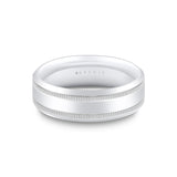 Heritage Brushed Center Channel Men's Band with Double Milgrain Groove Lines - Zorion