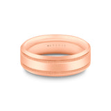 Heritage Brushed Center Channel Men's Band with Double Milgrain Groove Lines - Zorion