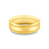 Heritage Brushed Center Channel Men's Band with Double Milgrain Groove Lines - Zorion