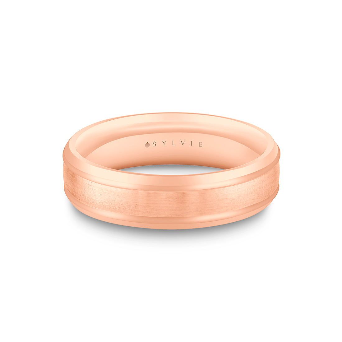 Heritage Polished Men's Band with Spaced Center Groove Lines - Blake