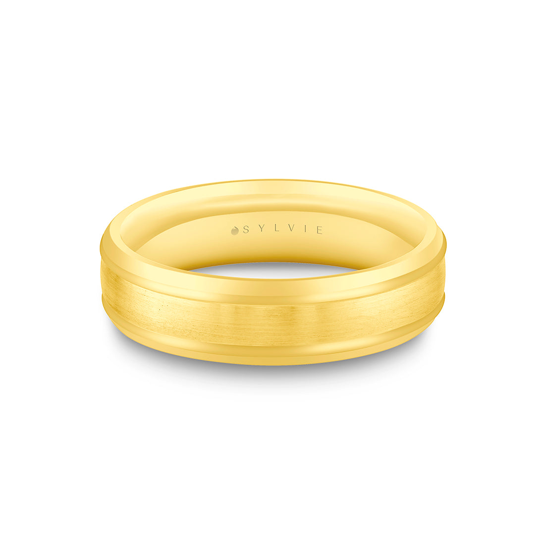 Heritage Polished Men's Band with Spaced Center Groove Lines - Blake
