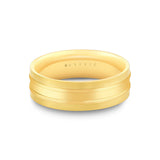 Heritage Brushed Center Channel Men's Band with Inverted Polished Lines - Gyles
