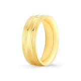 Heritage Brushed Center Channel Men's Band with Inverted Polished Lines - Gyles