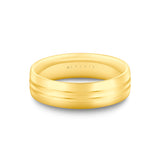 Heritage Polished Center Channel Men's Band with Double Inverted Groove Lines - Cesar