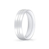 Heritage Polished Center Channel Men's Band with Double Inverted Groove Lines - Cesar