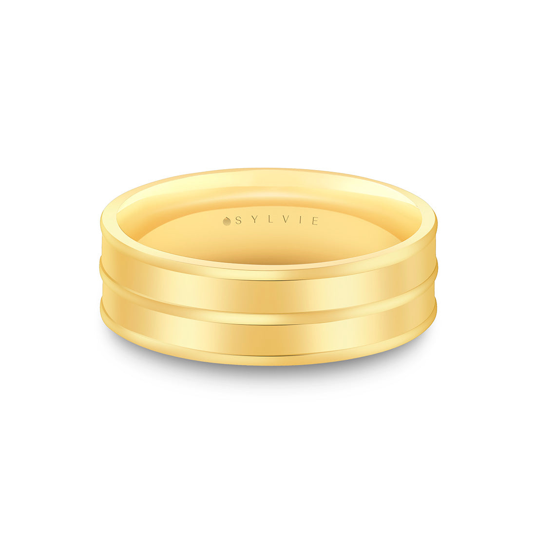 Heritage Polished Men's Band with Double Center Groove Lines - Fletcher