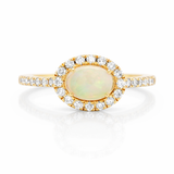 Yellow Gold Opal and Diamond Ring