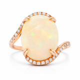 Rose Gold Opal and Diamond Bypass Ring