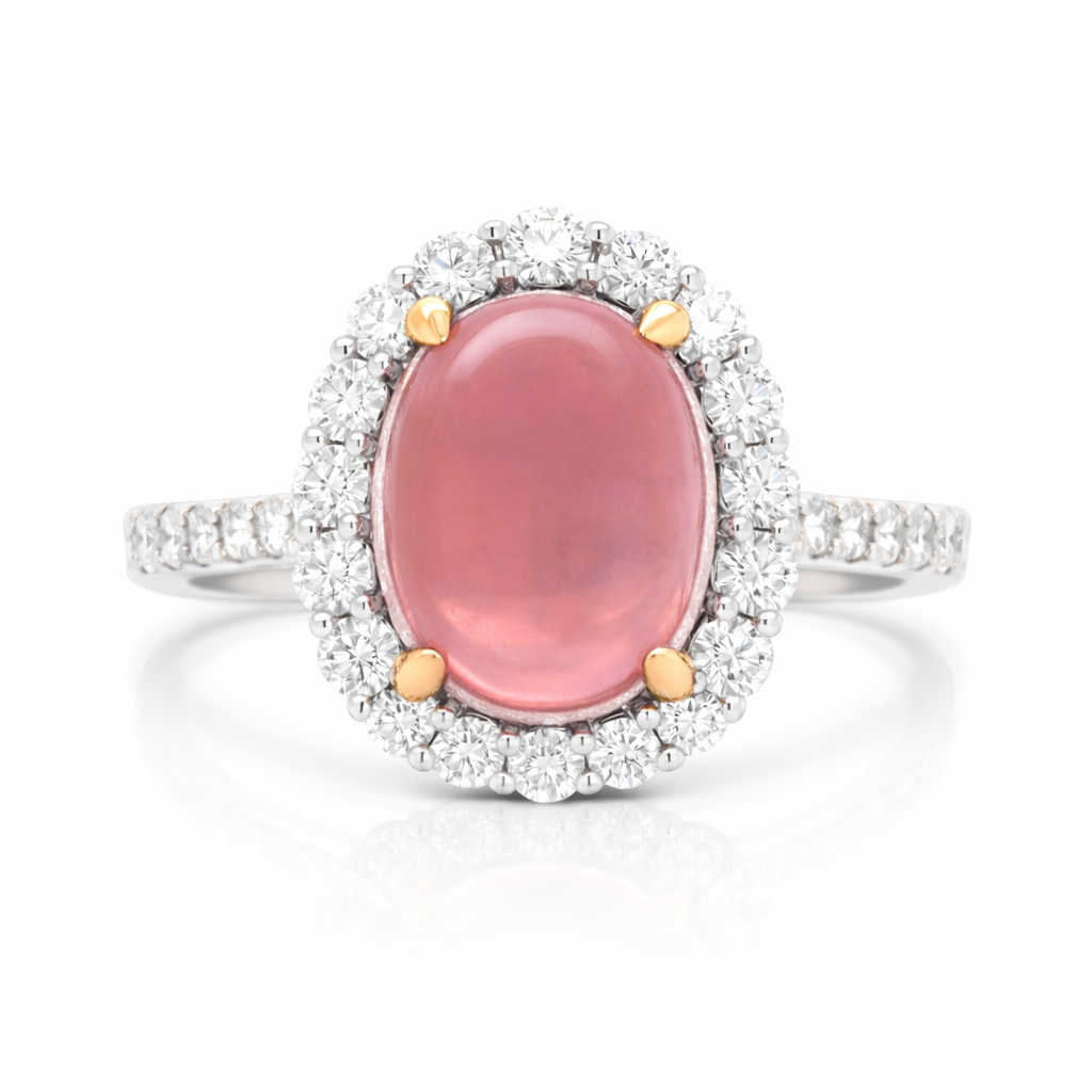 Two Tone Pink Tourmaline and Diamond Ring