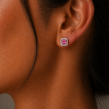 White Gold Pink Tourmaline and Diamond Earrings