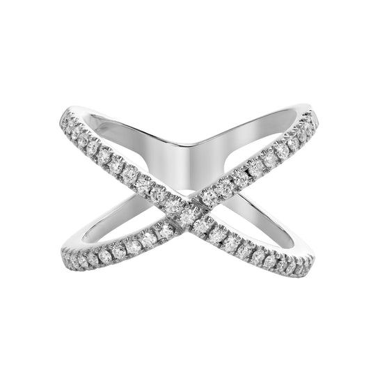 Pave Diamond Crossover Fashion Ring