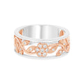 14K White And Rose Gold Nature Inspired Diamond Fashion Ring