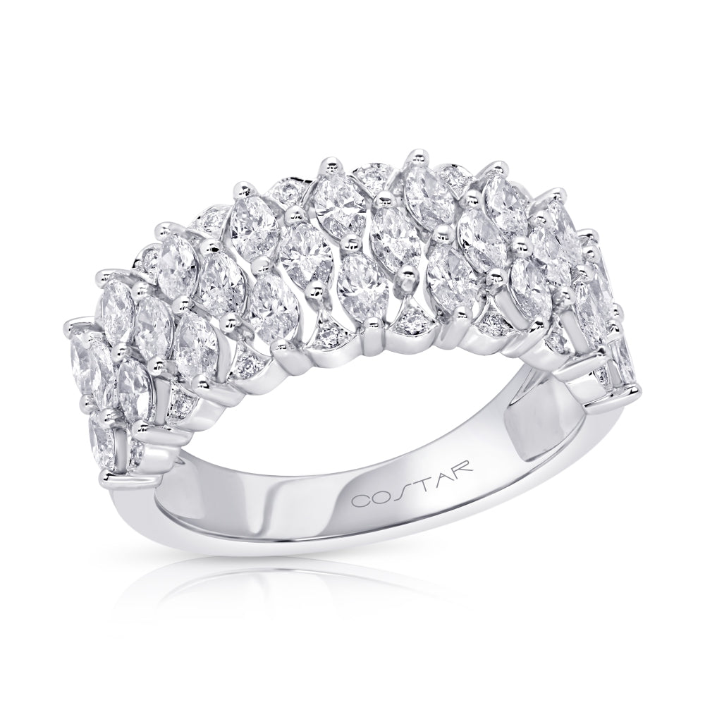 Marquise And Round Diamond Fashion Ring