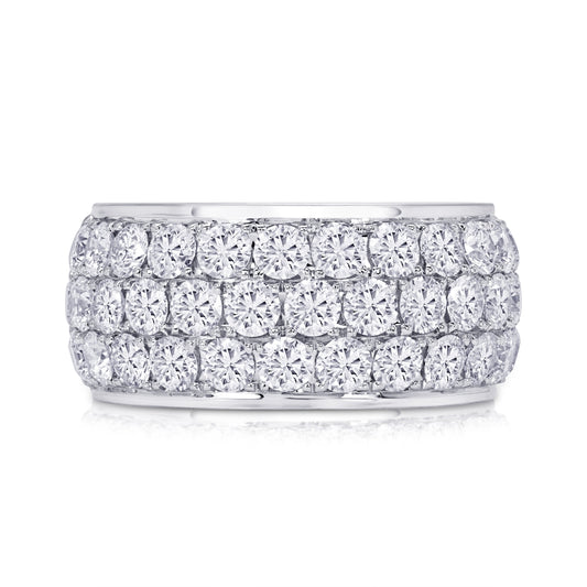 Three Row Pave Diamond Eternity Ring