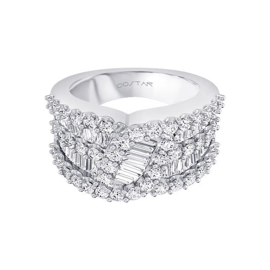 Round And Baguette Diamond Fashion Ring