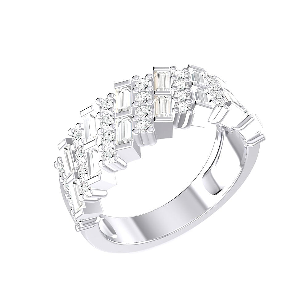 Baguette and Round Diamond Fashion Ring