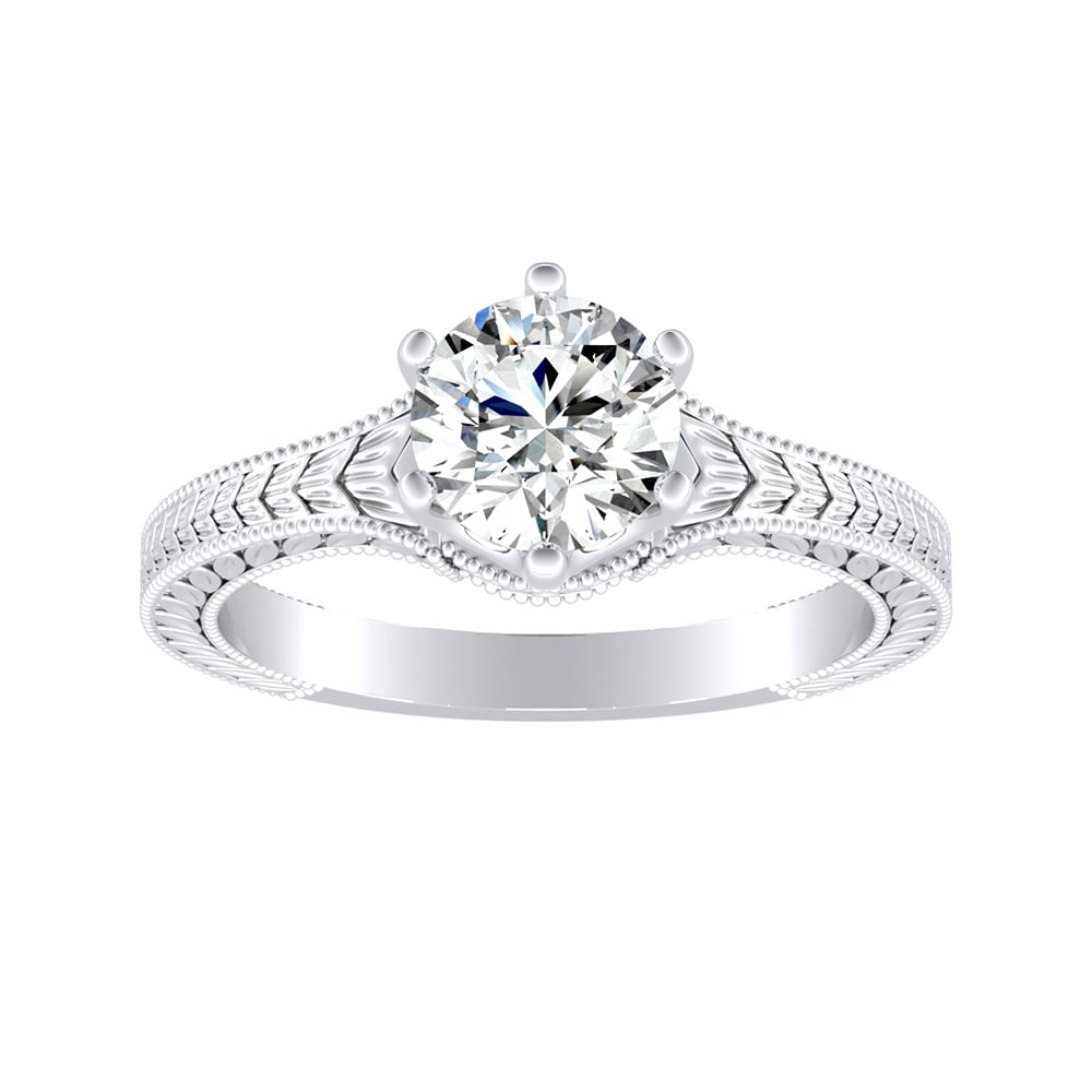 Round Diamond Vintage Edwardian Inspired Engagement Ring