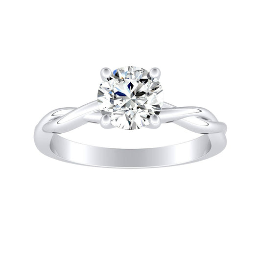 Round Diamond Twisted Engagement Ring