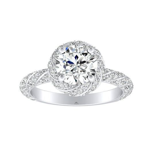 Round Diamond Twisted Halo Engagement Ring