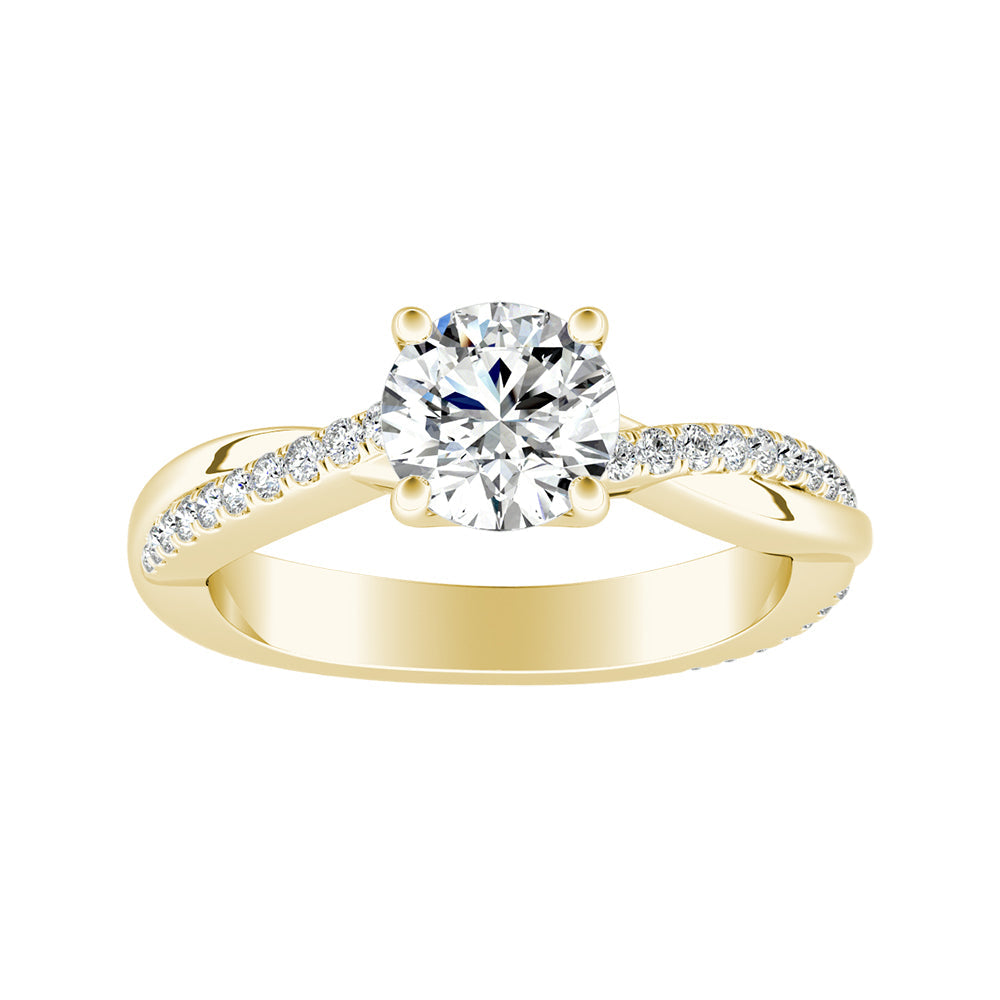 Round Diamond Overlapping Pave Engagement Ring