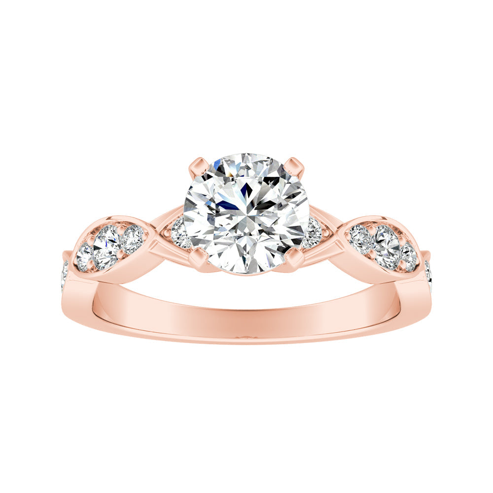 Round Diamond Scalloped Engagement Ring