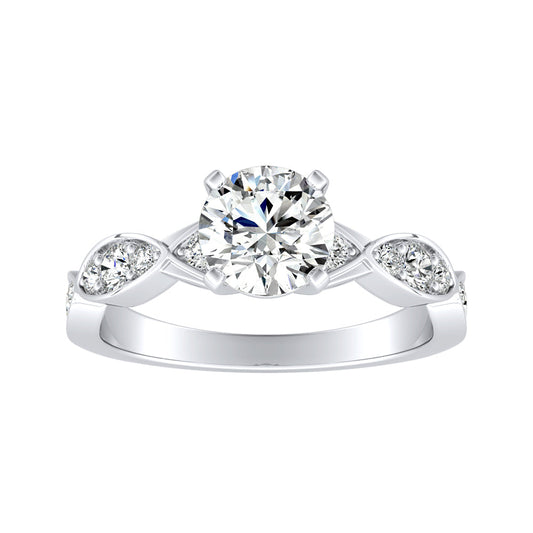 Round Diamond Scalloped Engagement Ring