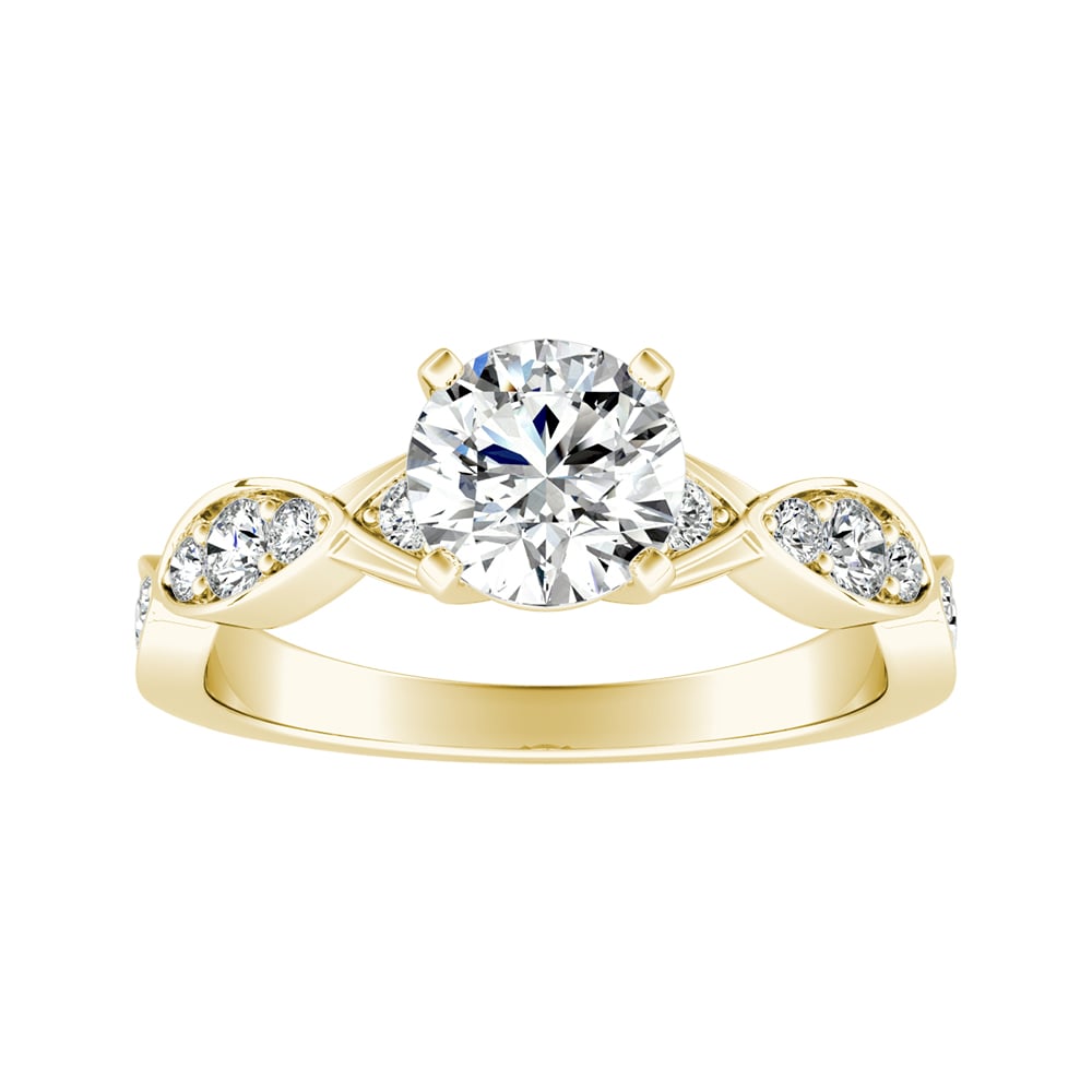 Round Diamond Scalloped Engagement Ring