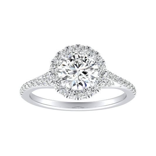 Round Diamond Halo Pave Engagement Ring