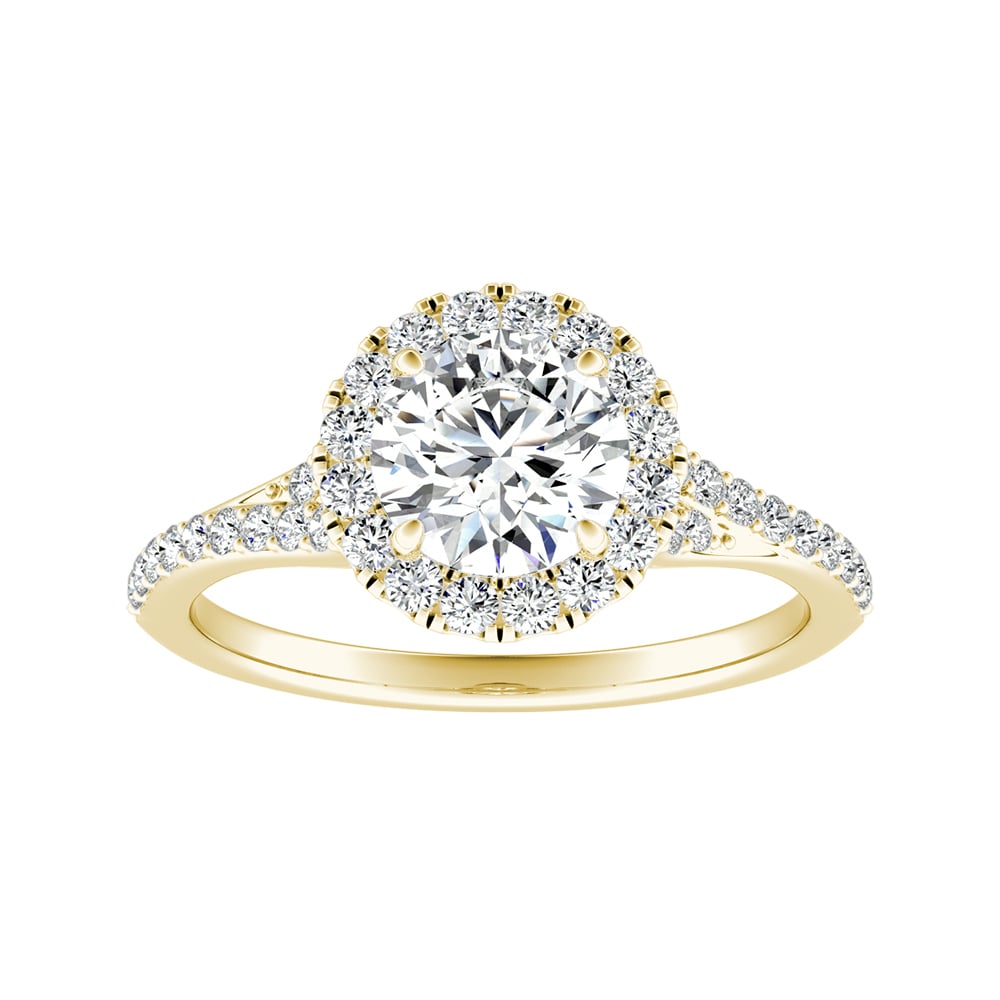 Round Diamond Halo Pave Engagement Ring