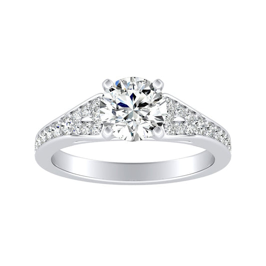 Round Diamond Engagement Ring With Pave Diamond Accents