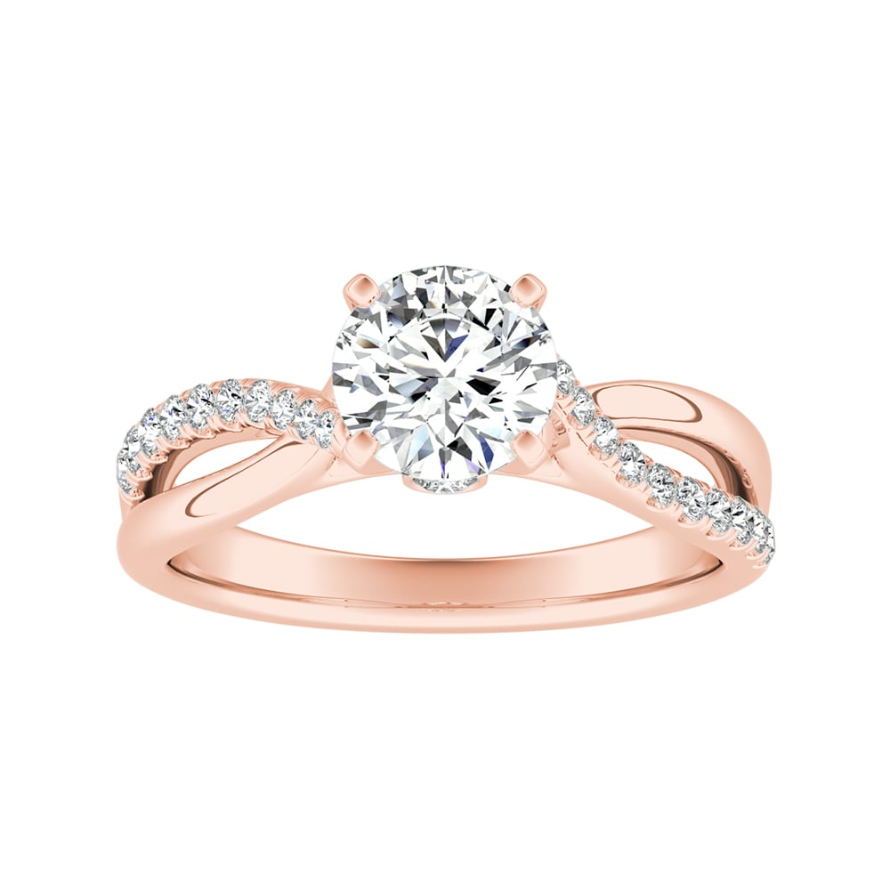 Round Diamond Twisted Shank Engagement Ring