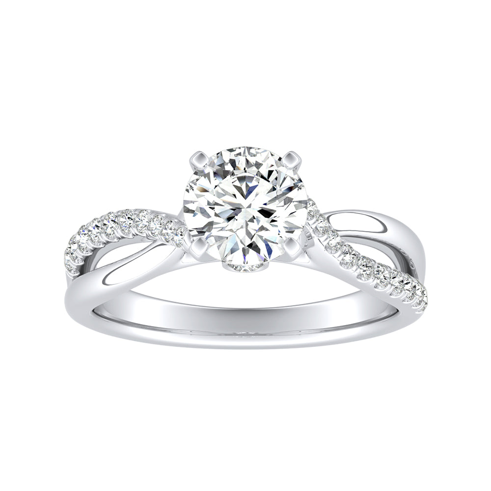 Round Diamond Twisted Shank Engagement Ring