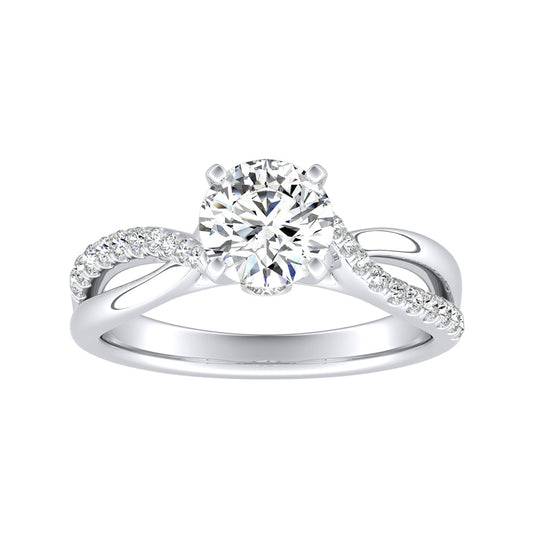 Round Diamond Twisted Shank Engagement Ring