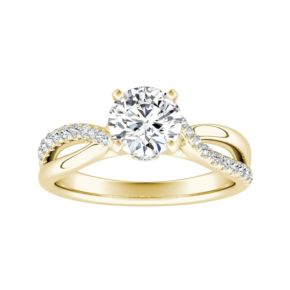 Round Diamond Twisted Shank Engagement Ring