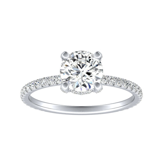 Round Diamond Engagement Ring With Petite Hidden Halo