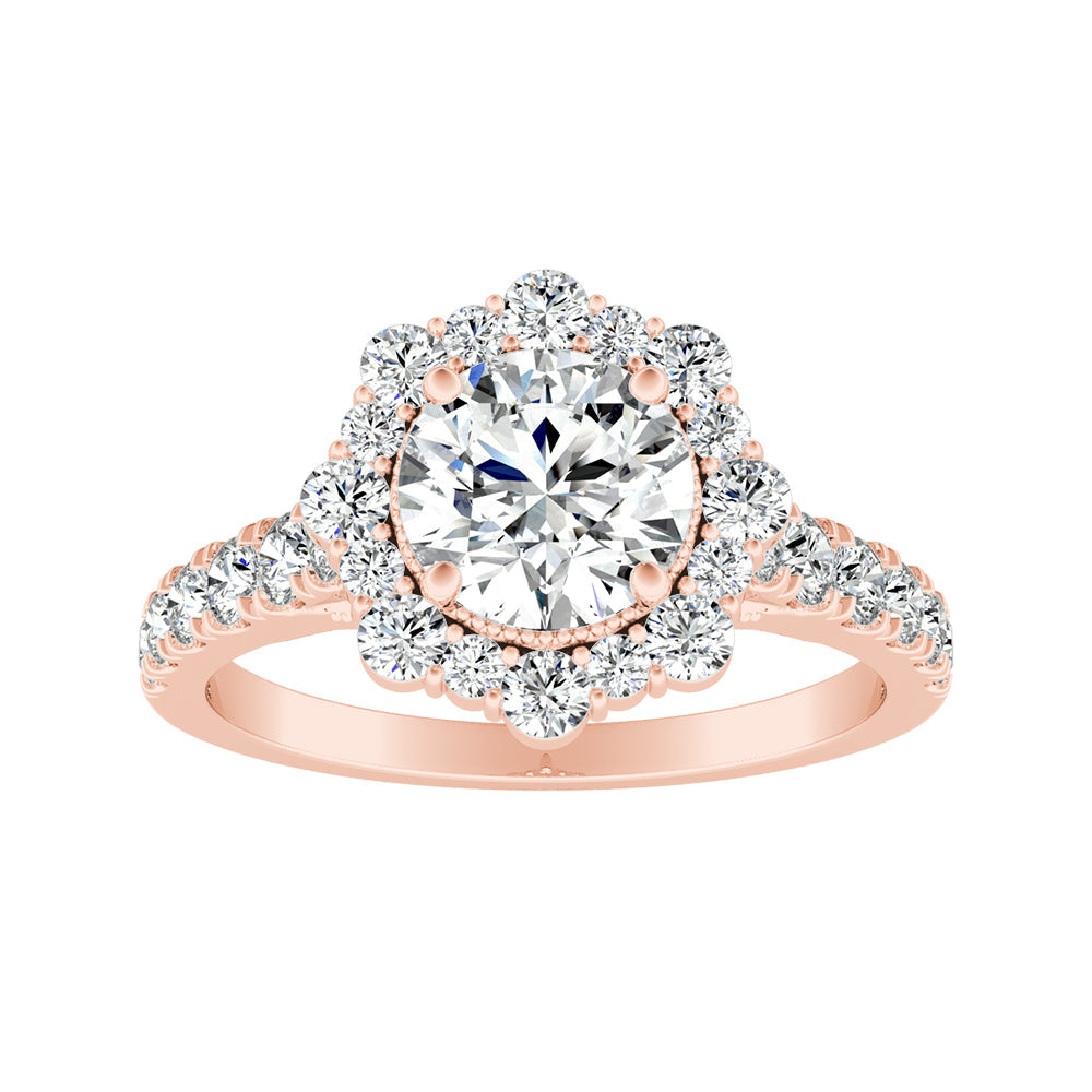 Round Diamond Engagement Ring With Floral Inspired Halo