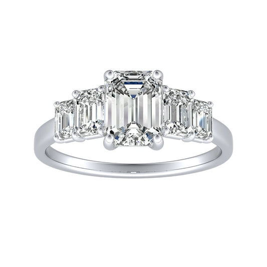 Emerald Cut Five Stone Engagement Ring