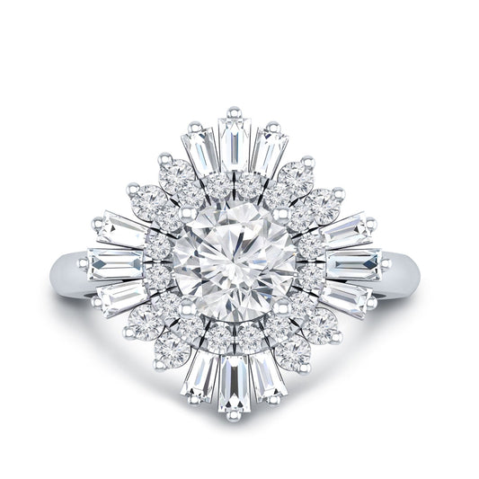 Round Diamond Halo Ballerina Engagement Ring